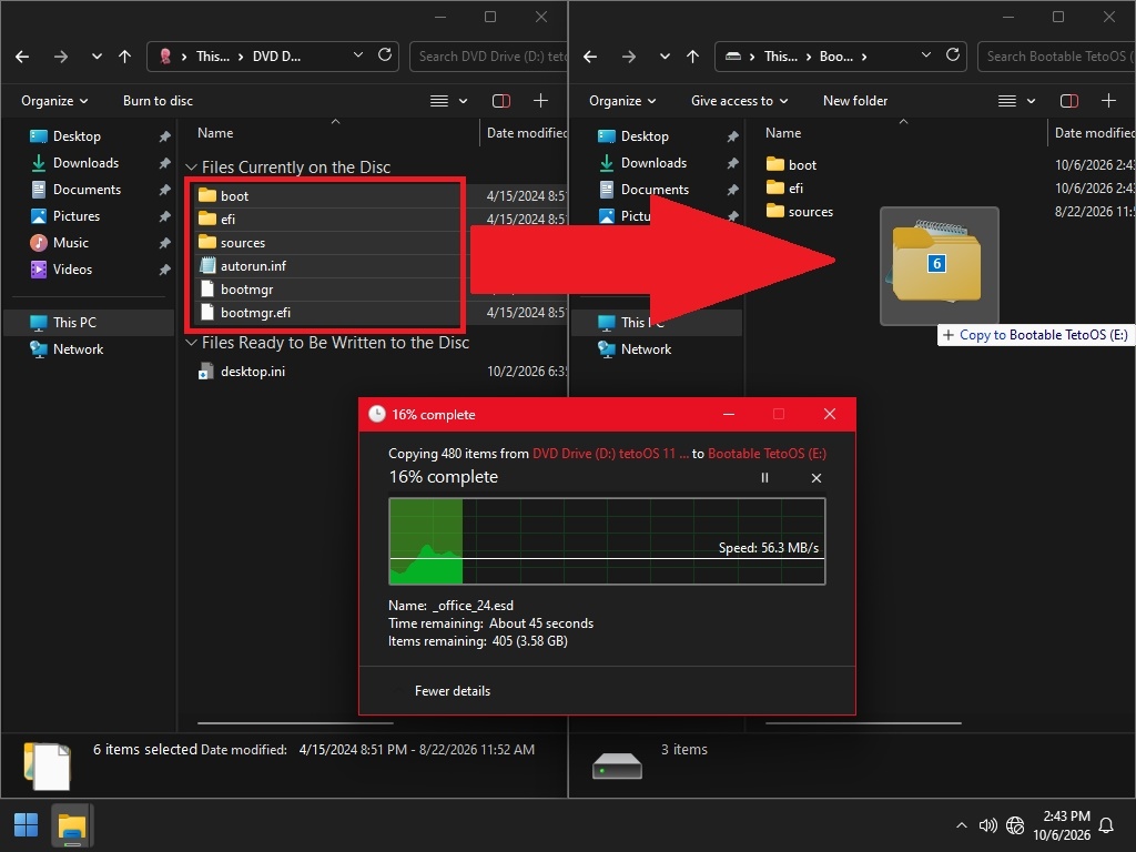 Copy all ISO contents to Bootable TetoOS partition