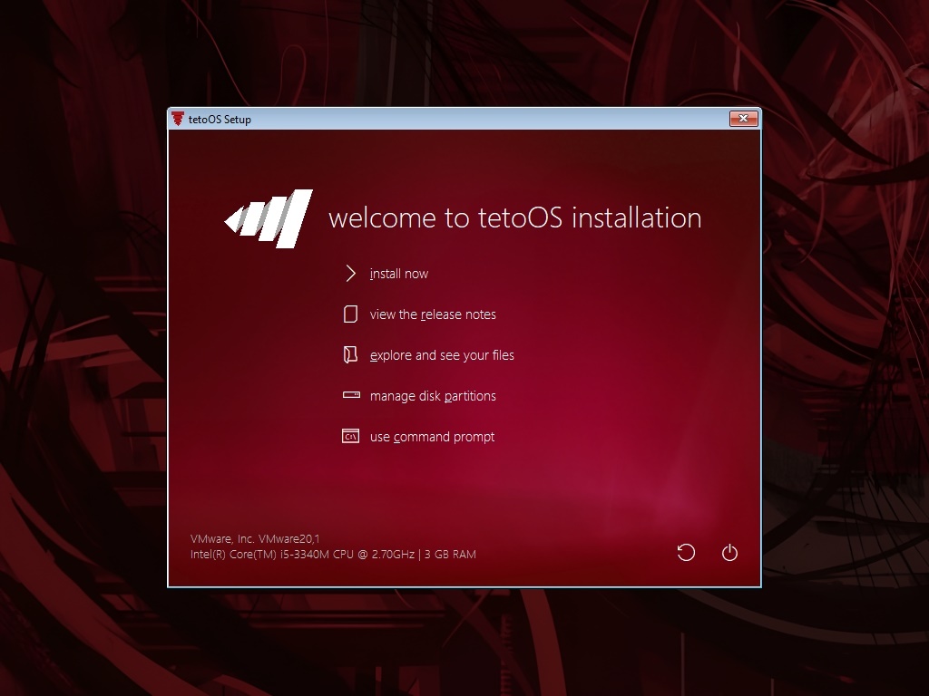 Welcome to tetoOS installation